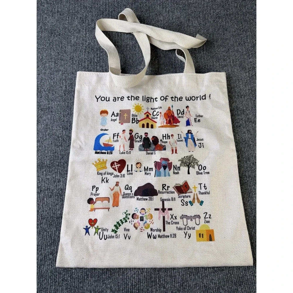 Christian Bible Alphabet Canvas Tote Bag